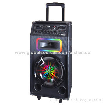 Portable Speaker with USB/SD/FM/Wireless Mic/Guitar Input/Remote Control/Laser Light